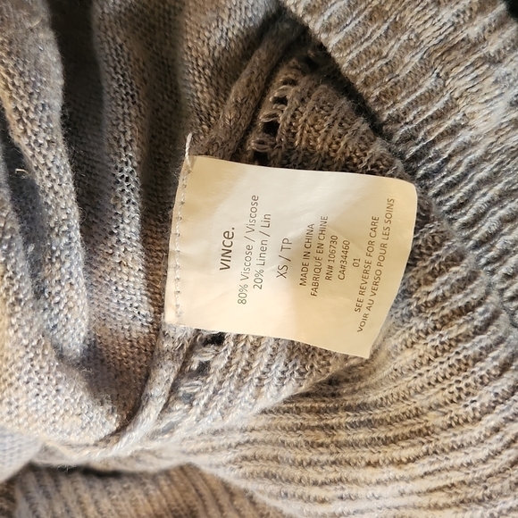 𝅺vince Gold Speckled Long Sleeve Semi Sheer Knit Ribbed Sweater - Picture 8 of 10